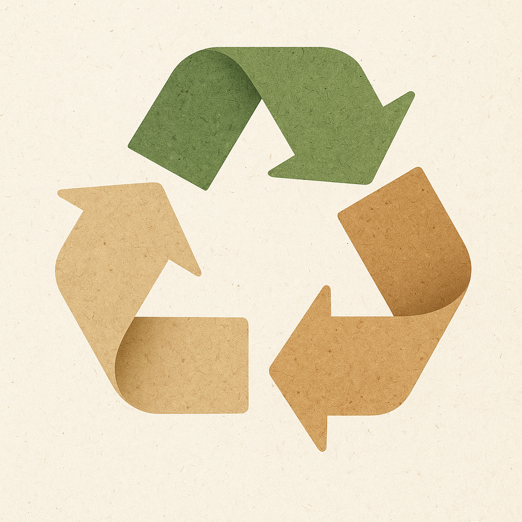 Recycling loop symbol (arrows, circle made from materials)