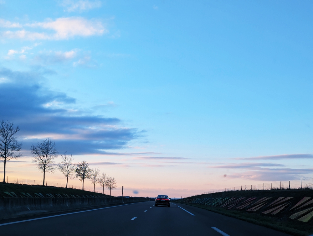 An empty motorway at sunrise